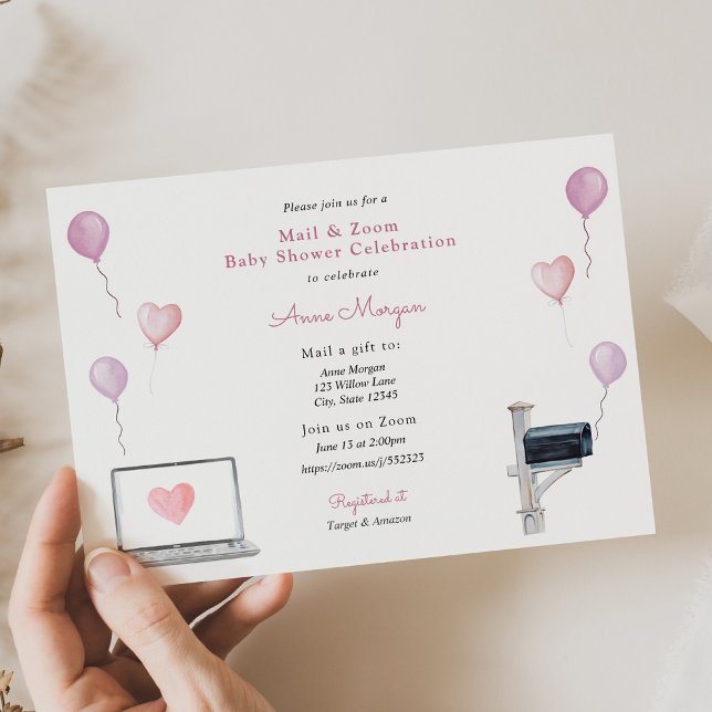Invitation Baby shower Mail et Zoom Baby shower Fête (Créateur téléchargé)