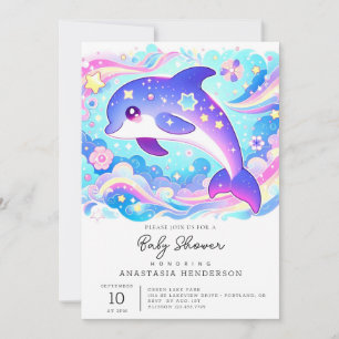 Invitation Baby shower majestueux de dauphins mignon