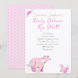 Invitation Baby shower Mama Bear Cub Rose Rose Cute