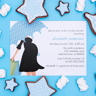 Invitation Baby shower maman enceinte {blue}