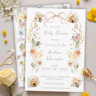 Invitation Baby Shower Maman futur Abeille aquarelle vintage