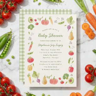 Invitation Baby-Shower Marché de Producteur Légumes Aquarelle