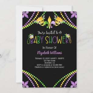 Invitation Baby shower Mardi Gras