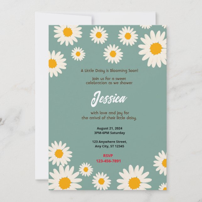 Invitation Baby shower marguerrier (Devant)