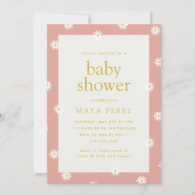 Invitation Baby shower marguerrier (Devant)