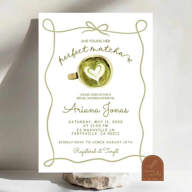 Invitation Baby shower mariage sur le thème du Matcha (Créateur téléchargé)
