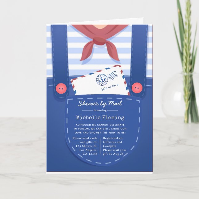 Invitation Baby shower marin pour garçon par la poste (Devant)