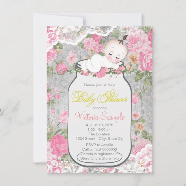 Invitation Baby shower Mason Jar (Devant)