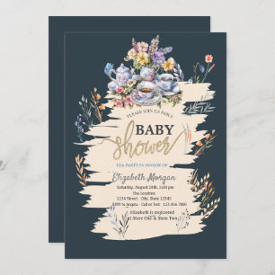 Invitation Baby shower Meadow Fleur sauvage Tea Party