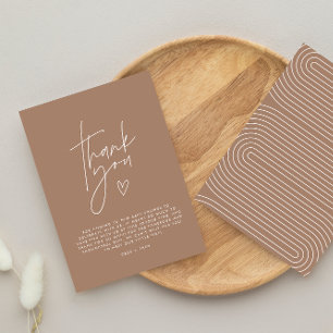 Invitation Baby shower merci brun élégant moderne