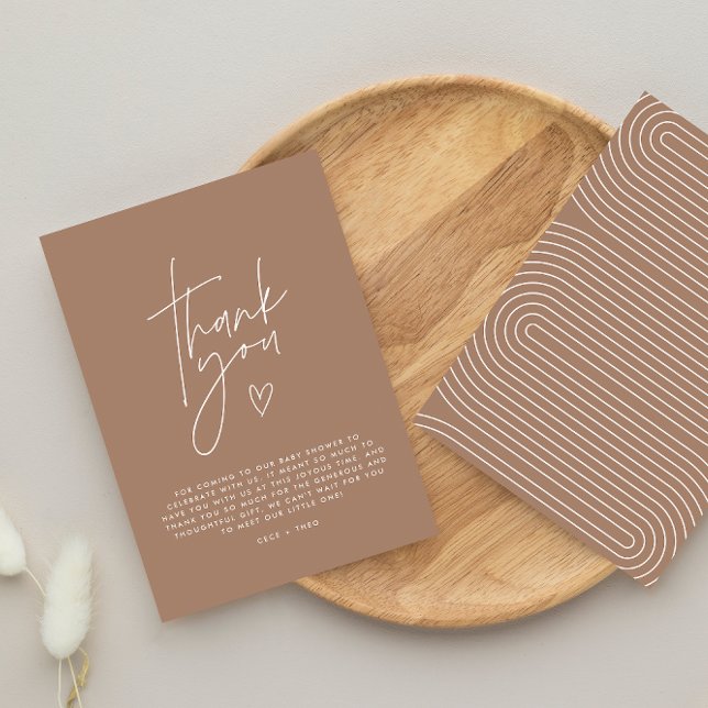 Invitation Baby shower merci brun élégant moderne (Créateur téléchargé)