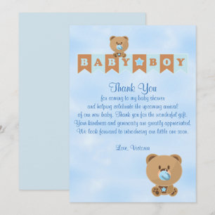 Invitation Baby shower Merci C'est un Garçon Bébé Garçon Tedd