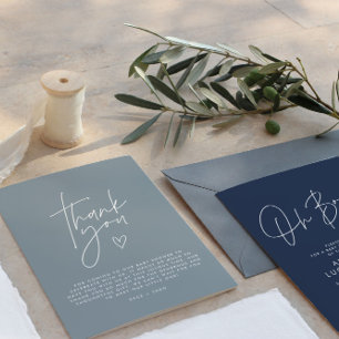 Invitation Baby shower merci poussiéreux bleu élégant moderne