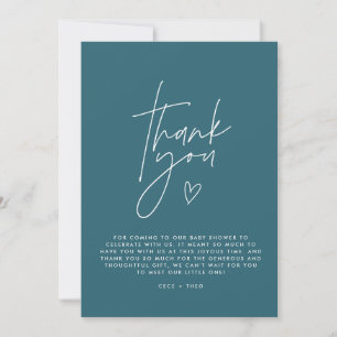 Invitation Baby shower merci turquoise bleu élégant moderne