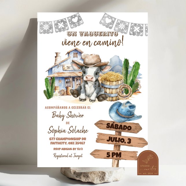Invitation Baby shower mexicain espagnol Wild West Cowboy (Créateur téléchargé)