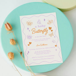 Invitation Baby shower mignon à la lavande et aux papillons o