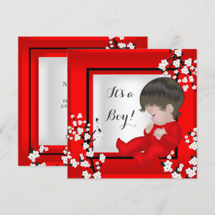 Invitation Baby Shower Mignon Bébé Garçon Fleur Rouge C