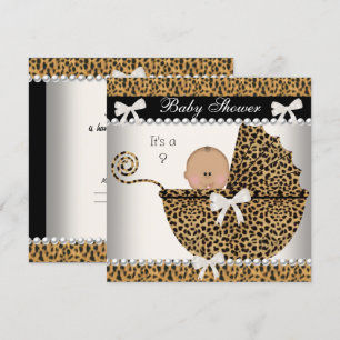 Invitation Baby Shower Mignon Bébé Léopard révélation du sexe