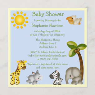 Invitation Baby shower mignon d'animaux de safari