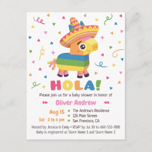 Invitation Baby shower mignon de fiesta de Hola de confettis