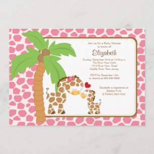 Invitation Baby shower mignon de maman et de bébé de girafe