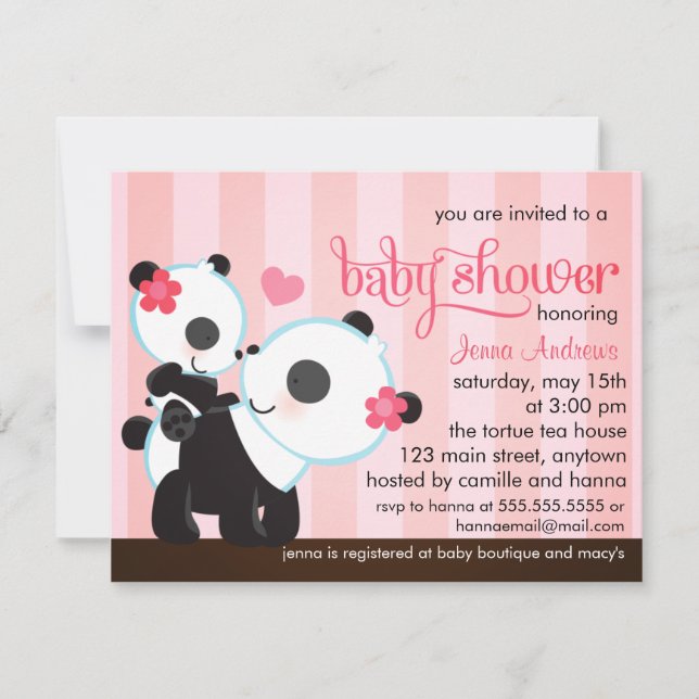 Invitation Baby shower mignon de panda de bébé (Devant)