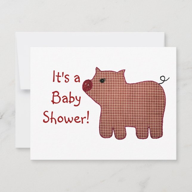 Invitation Baby shower mignon de porc de plaid de rose de (Devant)