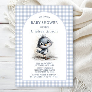 Invitation Baby Shower Mignon Oiseau Gris