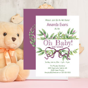 Invitation Baby shower mignon violet