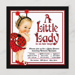 Invitation Baby Shower Mignonne Coccinelle Rouge et Noire