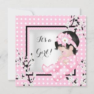 Invitation Baby Shower Mignonne Fille Rose Fleur Tache C