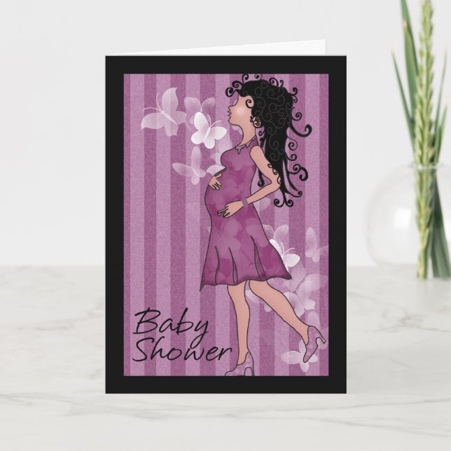 Invitation Baby shower mignonne maman enceinte (Devant)