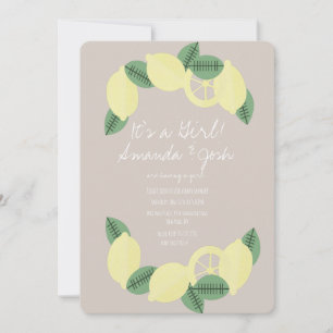 Invitation Baby shower minimal Citrus Vintage Girls