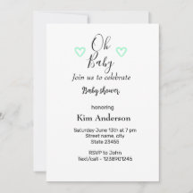 baby shower minimal éditable pastel bleu vert