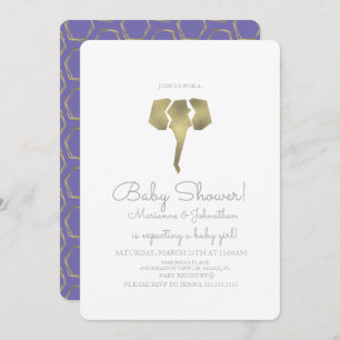 Invitation Baby shower minimal Foil Boho Elephant