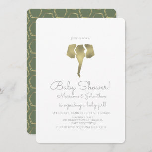 Invitation Baby shower minimal Foil Boho Elephant