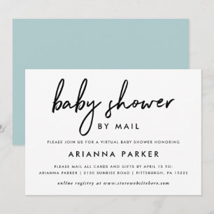 Invitation Baby shower minimal moderne par courrier Bleu