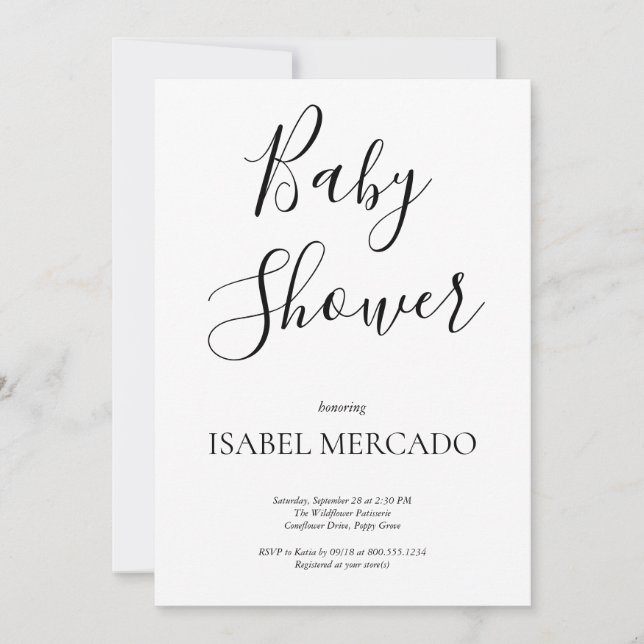 Invitation Baby shower minimaliste (Devant)