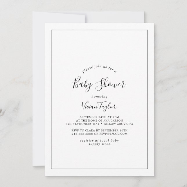 Invitation Baby shower minimaliste (Devant)