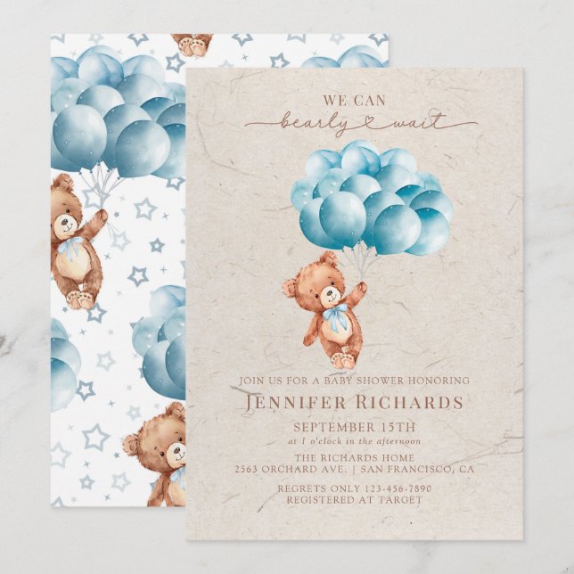 Invitation Baby shower minimaliste | Attendre (Devant / Derrière)