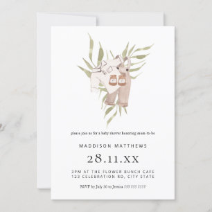 Invitation Baby shower minimaliste Boho Boy Watercolor