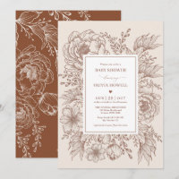 Baby shower minimaliste Boho Terracotta Floral Lin