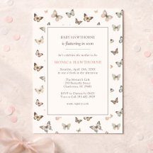 Baby-shower minimaliste chic papillon aquarelle
