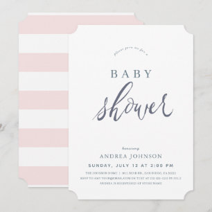 Invitation Baby shower minimaliste de fille rose