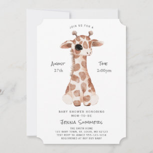 Invitation Baby shower minimaliste de girafe