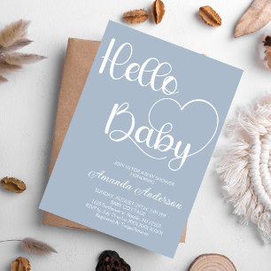 Invitation Baby Shower Minimaliste Élégant Mignon Bleu pour G