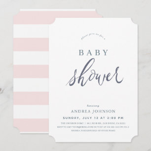 Invitation Baby shower minimaliste Élégant Rose fille