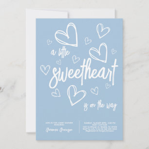 Invitation Baby-Shower Minimaliste Garçon Bleu Poussiéreux