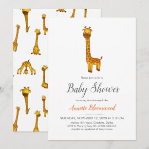 Invitation Baby shower minimaliste Giraffe Cute