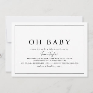 Invitation Baby shower minimaliste horizontal Oh Baby